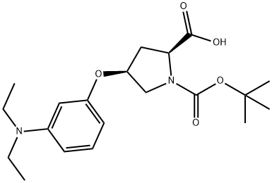 (2S,4S)-1-(tert-Butoxycarbonyl)-4-[3-(diethyl-amino)phenoxy]-2-pyrrolidinecarboxylic acid Struktur