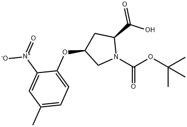 (2S,4S)-1-(tert-Butoxycarbonyl)-4-(4-methyl-2-nitrophenoxy)-2-pyrrolidinecarboxylic acid Struktur