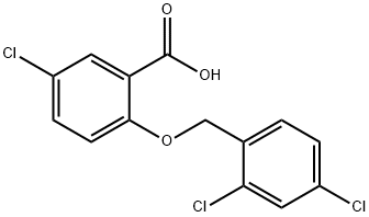 5-chloro-2-[(2,4-dichlorobenzyl)oxy]benzoic acid Struktur