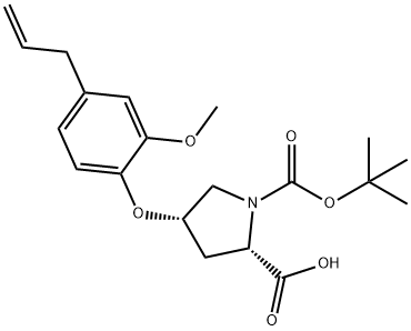 (2S,4S)-4-(4-Allyl-2-methoxyphenoxy)-1-(tert-butoxycarbonyl)-2-pyrrolidinecarboxylic acid Struktur