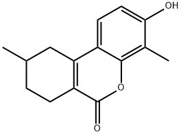 3-Hydroxy-4,9-dimethyl-7,8,9,10-tetrahydro-6H-benzo[c]chromen-6-one Struktur