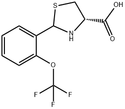 (4S)-2-[2-(Trifluoromethoxy)phenyl]-1,3-thiazolidine-4-carboxylic acid Struktur