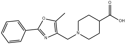 1-[(5-methyl-2-phenyl-1,3-oxazol-4-yl)methyl]piperidine-4-carboxylic acid Struktur