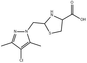 2-[(4-chloro-3,5-dimethyl-1H-pyrazol-1-yl)methyl]-1,3-thiazolidine-4-carboxylic acid Struktur