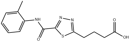 4-(5-{[(2-methylphenyl)amino]carbonyl}-1,3,4-thiadiazol-2-yl)butanoic acid Struktur