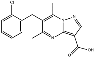 6-(2-chlorobenzyl)-5,7-dimethylpyrazolo[1,5-a]pyrimidine-3-carboxylic acid Struktur