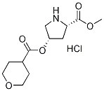 Methyl (2S,4S)-4-[(tetrahydro-2H-pyran-4-ylcarbonyl)oxy]-2-pyrrolidinecarboxylate hydrochloride Struktur