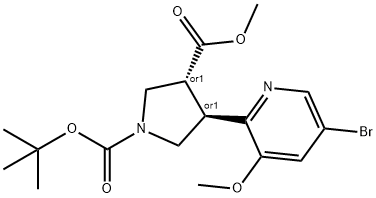 (trans-Racemic)-1-tert-Butyl 3-methyl 4-(5-bromo-3-methoxypyridin-2-yl)pyrrolidine-1,3-dicarboxylate Struktur