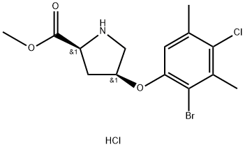 Methyl (2S,4S)-4-(2-bromo-4-chloro-3,5-dimethyl-phenoxy)-2-pyrrolidinecarboxylate hydrochloride Struktur