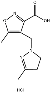 5-Methyl-4-[(3-methyl-4,5-dihydro-1H-pyrazol-1-yl) methyl]isoxazole-3-carboxylic acid hydrochloride Struktur