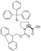 (2S,4R)-4-(Tritylthio)pyrrolidine-2-carboxylic acid, N-FMOC protected Struktur