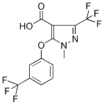 1-Methyl-3-(trifluoromethyl)-5-[3-(trifluoromethyl)phenoxy]-1H-pyrazole-4-carboxylic acid 97% Struktur