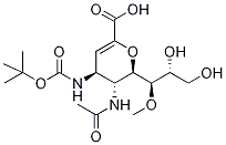 (4S,5R,6R)-5-Acetamido-4-tert-butyloxycarbonylamino-6-((1R,2R)-2,3-dihydroxy-1-methoxypropyl)-5,6-dihydro-4H-pyran-2-carboxylic Acid Struktur