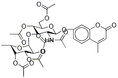 4-Methylumbelliferyl 2-Acetamido-2-deoxy-3-O-(α-L-fucopyranosyl)-β-D-glucopyranoside Pentaacetate Struktur