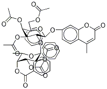 4-Methylumbelliferyl 3,4,6-tri-O-acetyl-2-O-(2,3,4-tri-O-benzoyl-α-L-fucopyranosyl)-β-D-galactopyranoside Struktur