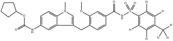 Cyclopentyl 3-[2-Methoxy-4-[p-(tolyl-d7)sulfonylcarbaMoyl)benzyl]-1-Methylindol-5-ylcarbaMate Struktur