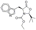 (2S,4S)-2-(tert-Butyl)-3-(ethoxycarbonyl)-4-(indol-3-yl-methyl]-1,3-oxazolidin-5-one Struktur