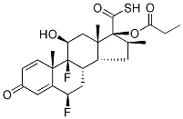 6α,9α-Difluoro-11β-hydroxy-16α-methyl-3-oxo-17α-(3,3,3-d3-propionyloxy)-androsta-1,4-diene-17β-carbothioic Acid Struktur