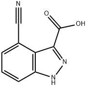 4-CYANO-3-(1H)INDAZOLE CARBOXYLIC ACID, 1000341-33-2, 結構式