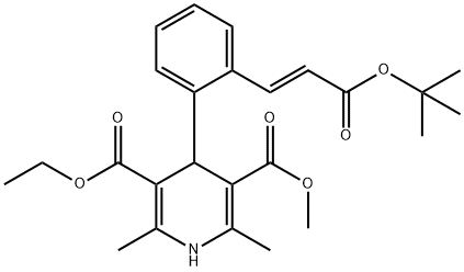 (E)-4-[2-[3-叔丁氧基-3-氧代-1-丙烯基]苯基]-1,4-二氫-2,6-二甲基-3,5-吡啶二甲酸乙基甲基酯, 103890-81-9, 結(jié)構(gòu)式