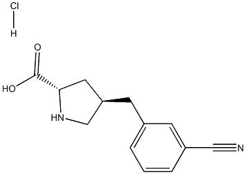 (2S,4R)-4-(3-cyanobenzyl)pyrrolidine-2-carboxylic acid hydrochloride Struktur