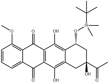 (8S-cis)-8-Acetyl-10-[[(1,1-diMethylethyl)diMethylsilyl]oxy]-7,8,9,10-tetrahydro-6,8,11-trihydroxy-1-Methoxy-5,12-naphthacenedione Struktur