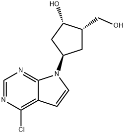 CyclopentaneMethanol, 4-(4-chloro-7H-pyrrolo[2,3-d]pyriMidin-7-yl)-2-hydroxy-, (1S,2S,4R)- Struktur