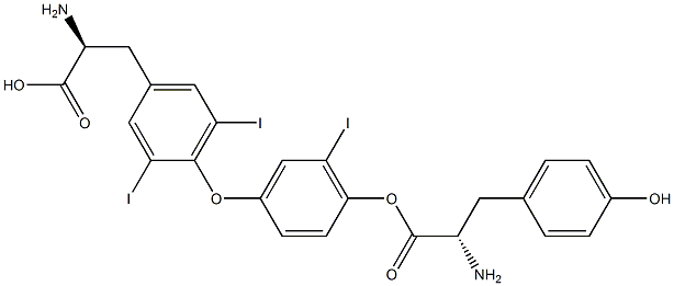 3,3',5-Triiodothyronine-(tyrosine ring-13C6) hydrochloride Struktur