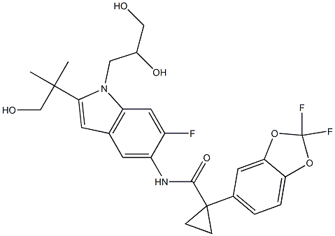 1-(2,2-difluorobenzo[d][1,3]dioxol-5-yl)-N-(1-(2,3-dihydroxypropyl)-6-fluoro-2-(1-hydroxy-2-Methylpropan-2-yl)-1H-indol-5-yl)cyclopropanecarboxaMide|替扎卡托雜質(zhì)2