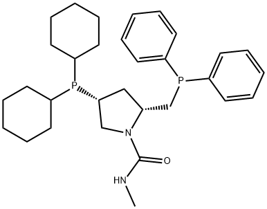 1-PyrrolidinecarboxaMide,4-(dicyclohexylphosphino)-2-[(diphenylphosphino)Methyl]-N-Methyl-,(2R,4R)- Struktur