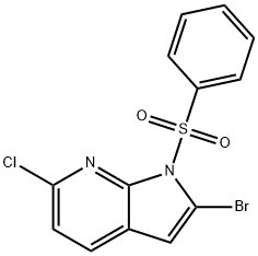 1-(Phenylsulphonyl)-6-chloro-2-broMo-7-azaindole Struktur