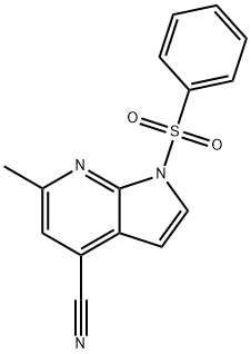 1-(Phenylsulphonyl)-4-cyano-6-Methyl-7-azaindole Struktur