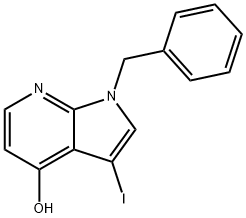 1-Benzyl-3-iodo-4-hydroxy-7-azaindole Struktur