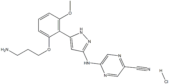 5-(5-(2-(3-aMinopropoxy)-6-Methoxyphenyl)-1H-pyrazol-3-ylaMino)pyrazine-2-carbonitrile hydrochloride Struktur