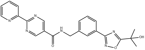 N-(3-(5-(2-hydroxypropan-2-yl)-1,2,4-oxadiazol-3-yl)benzyl)-2-(pyridin-2-yl)pyriMidine-5-carboxaMide Struktur