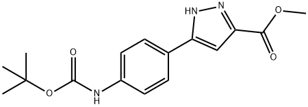 Methyl 3-(4-((tert-butoxycarbonyl)aMino)phenyl)-1H-pyrazole-5-carboxylate Struktur