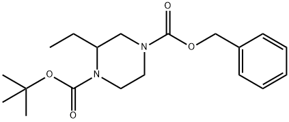 4-benzyl 1-tert-butyl 2-ethylpiperazine-1,4-dicarboxylate Struktur