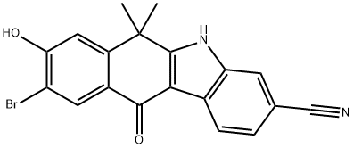 9-broMo-8-hydroxy-6,6-diMethyl-11-oxo-6,11-dihydro-5H-benzo[b]carbazole-3-carbonitrile Struktur