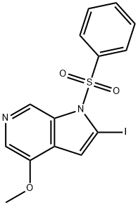 1-(Phenylsulfonyl)-2-iodo-4-Methoxy-6-azaindole Struktur