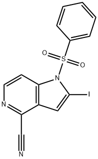 1-(Phenylsulfonyl)-4-cyano-2-iodo-5-azaindole Struktur