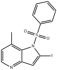 1-(Phenylsulfonyl)-2-iodo-7-Methyl-4-azaindole Struktur