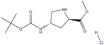 (2R,4S)-Methyl 4-((tert-butoxycarbonyl)aMino)pyrrolidine-2-carboxylate hydrochloride Struktur