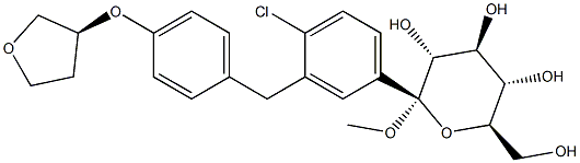 (2S,3R,4S,5S,6R)-2-(3-(4-((S)-tetrahydrofuran-3-yloxy)benzyl)-4-chlorophenyl)-tetrahydro-6-(hydroxyMethyl)-2-Methoxy-2H-pyran-3,4,5-triol Struktur