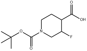 1-(tert-butoxycarbonyl)-3-fluoropiperidine-4-carboxylic acid Struktur