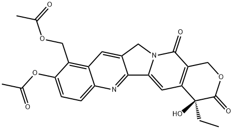 (4S)-9-(Acetyloxy)-10-[(acetyloxy)Methyl]-4-ethyl-4-hydroxy-1H-pyrano[3',4':6,7]indolizino[1,2-b]quinoline-3,14(4H,12H)-dione Struktur