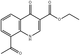 8-Acetyl-4-oxo-1,4-dihydro-quinoline-3-carboxylic acid ethyl ester Struktur