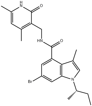 1H-Indole-4-carboxaMide, 6-broMo-N-[(1,2-dihydro-4,6-diMethyl-2-oxo-3-pyridinyl)Methyl]-3-Methyl-1-[(1S)-1-Methylpropyl]- Struktur