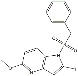 1-(Benzylsulfonyl)-2-iodo-5-Methoxy-4-azaindole Struktur