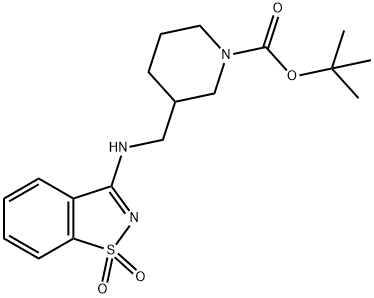 tert-Butyl 3-(((1,1-dioxidobenzo[d]isothiazol-3-yl)aMino)Methyl)piperidine-1-carboxylate Struktur