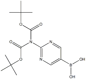 2-(5-Borono-2-pyrimidinyl)imidodicarbonic acid 1,3-bis(tert-butyl) ester Struktur